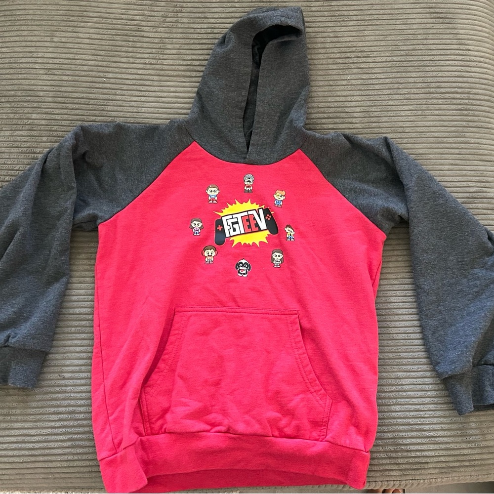Kids Hoodie - Red and Gray